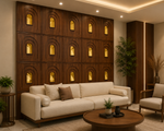 Dark Wooden — Arch / Niche 3D PVC wall panel styled room scene 1 — G&K Sons
