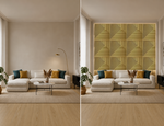 Chevron Fine-Rib 3D PVC wall panel — styled room scene — G&K Sons