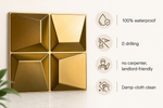 Champagne Gold — Coffered Square 3D PVC wall panel styled room scene 7 — G&K Sons