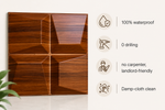 Dark Wooden — Coffered Square 3D PVC wall panel styled room scene 7 — G&K Sons