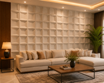 White — Coffered Square 3D PVC wall panel styled room scene 2 — G&K Sons