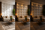 White — Coffered Square 3D PVC wall panel styled room scene 6 — G&K Sons