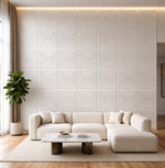 Concentric Square 3D PVC wall panel — styled room scene — G&K Sons