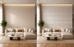 Concentric Square 3D PVC wall panel — styled room scene — G&K Sons