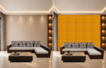 Matte Gold — Diagonal Fan 3D PVC wall panel styled room scene 6 — G&K Sons