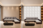 White — Diagonal Fan 3D PVC wall panel styled room scene 6 — G&K Sons