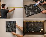 Black — Diamond 3D PVC wall panel styled room scene 5 — G&K Sons