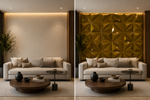 Glossy Gold — Diamond 3D PVC wall panel styled room scene 4 — G&K Sons