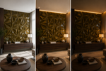 Glossy Gold — Diamond 3D PVC wall panel styled room scene 6 — G&K Sons