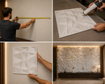 White — Diamond 3D PVC wall panel styled room scene 5 — G&K Sons