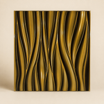Golden Flame Waves 3D PVC wall panel — styled room scene — G&K Sons