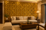 Golden Leaf 3D PVC wall panel — styled room scene — G&K Sons