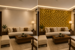 Golden Leaf 3D PVC wall panel — styled room scene — G&K Sons