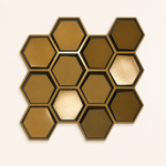 Champagne Gold — Hexagon 3D PVC wall panel styled room scene 2 — G&K Sons