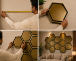 Champagne Gold — Hexagon 3D PVC wall panel styled room scene 8 — G&K Sons