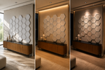 White — Hexagon 3D PVC wall panel styled room scene 5 — G&K Sons