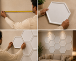 White — Hexagon 3D PVC wall panel styled room scene 8 — G&K Sons
