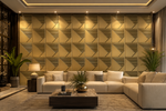 Champagne Gold — Split Diagonal Ribs 3D PVC wall panel styled room scene 1 — G&K Sons