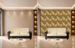 Champagne Gold — Split Diagonal Ribs 3D PVC wall panel styled room scene 6 — G&K Sons