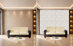 White — Split Diagonal Ribs 3D PVC wall panel styled room scene 6 — G&K Sons