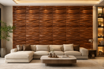 Dark Wooden — Waves 3D PVC wall panel styled room scene 1 — G&K Sons