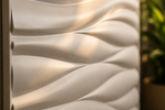 White — Waves 3D PVC wall panel styled room scene 3 — G&K Sons