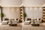 White — Waves 3D PVC wall panel styled room scene 4 — G&K Sons