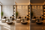 White — Waves 3D PVC wall panel styled room scene 6 — G&K Sons